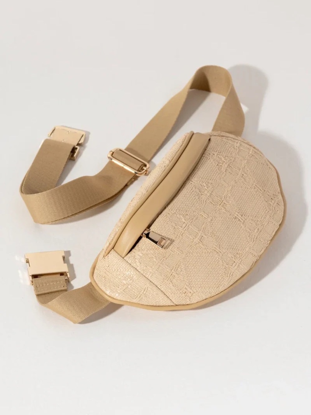 Shiraleah Cream Woven Hobo Belt Bag